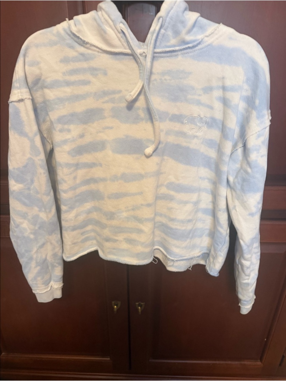 Ivory Ella Light Blue Tie-Dye Cropped Hoodie